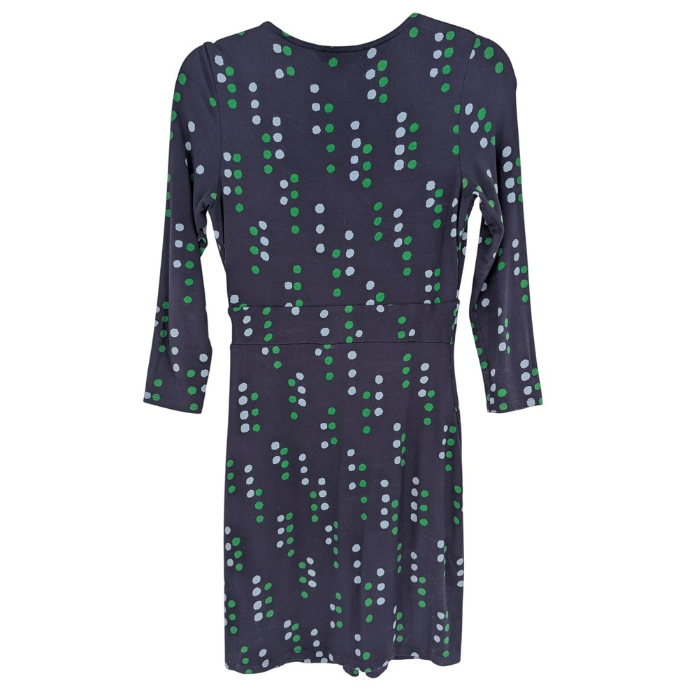 Boden‎ Marion Polka Dot Dress 4 Navy Ruched Jersey Preppy Retro Mod Coastal Twee - Picture 2 of 9